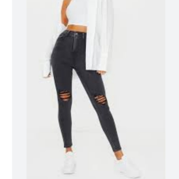Levis 711 Pants Distressed Skinny Jeans in Black Wash - Picture 1 of 7